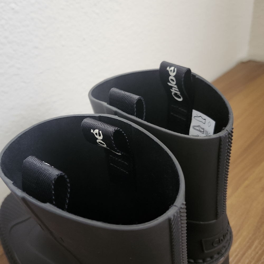 Chloé Betty Rain Boots Black Size 37 Chunky Platform Rubber Boots Designer - Picture 5 of 9